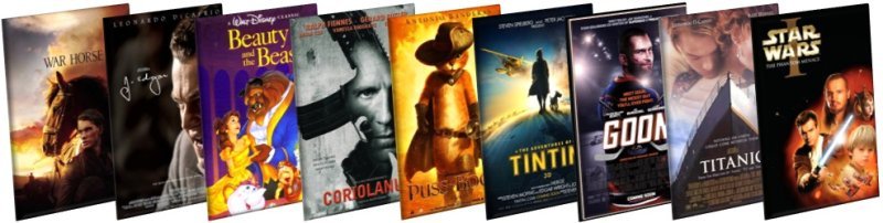 A selection of film posters of films currently on the voting list